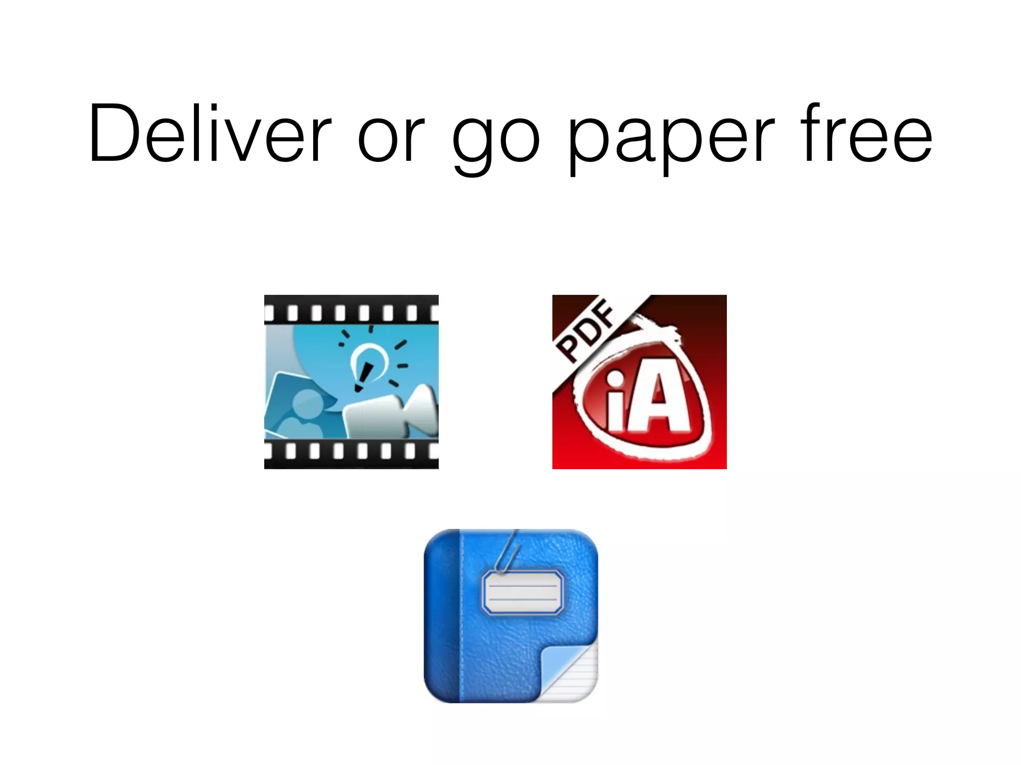 Deliver or go paper free
 