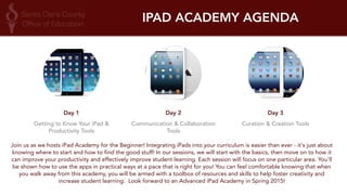 iPad Academy for Beginners 
Martin Cisneros 
Academic Technology Specialist 
mcisneros@sccoe.org 
Part Communication 
& Collaboration 
2 
Apps 
Get Preso @ bit.ly/iPad4Beg2 
bit.ly/iPad4Beg2G 
 