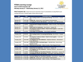 I pad and BYOD Learning Lab Schedule at a Glance
