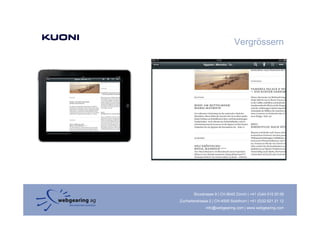 Vergrössern




        Binzstrasse 9 | CH-8045 Zürich | +41 (0)44 515 20 09
Zuchwilerstrasse 2 | CH-4500 Solothurn | +41 (0)32 621 21 12
               info@webgearing.com | www.webgearing.com
 