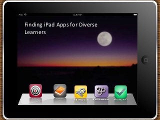 ESL Resources
Finding iPad Apps for Diverse
Learners
SPED Resources
 
