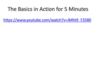 The Basics in Action for 5 Minutes
https://www.youtube.com/watch?v=JMht9_F3580
 