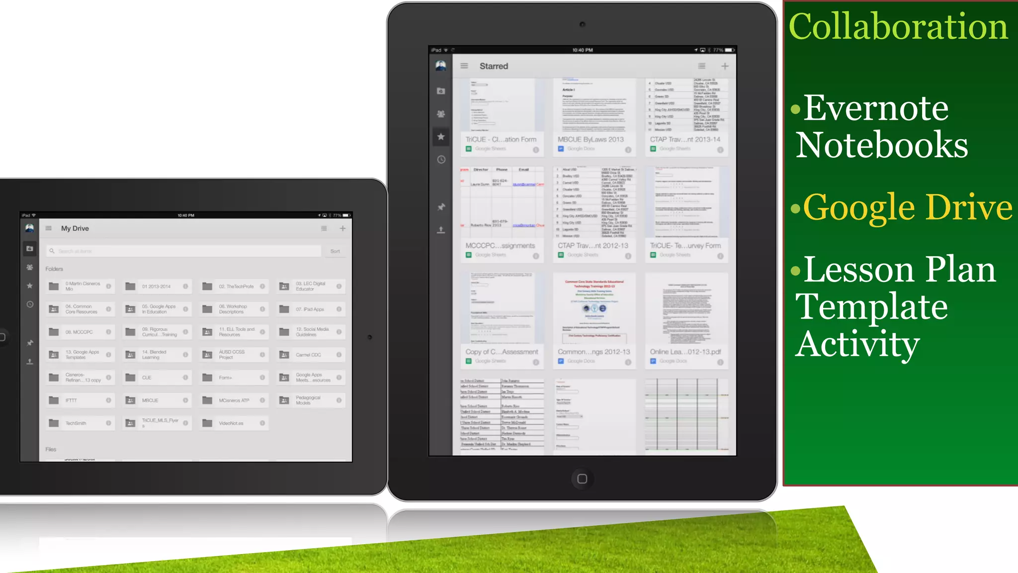 Collaboration
!
•Evernote
Notebooks
•Google Drive
•Lesson Plan
Template
Activity
 