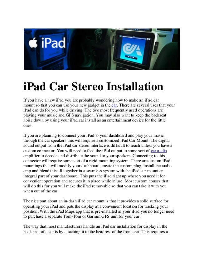 I pad car stereo installation
