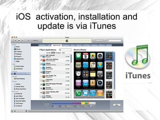 iOS activation, installation and update is via iTunes