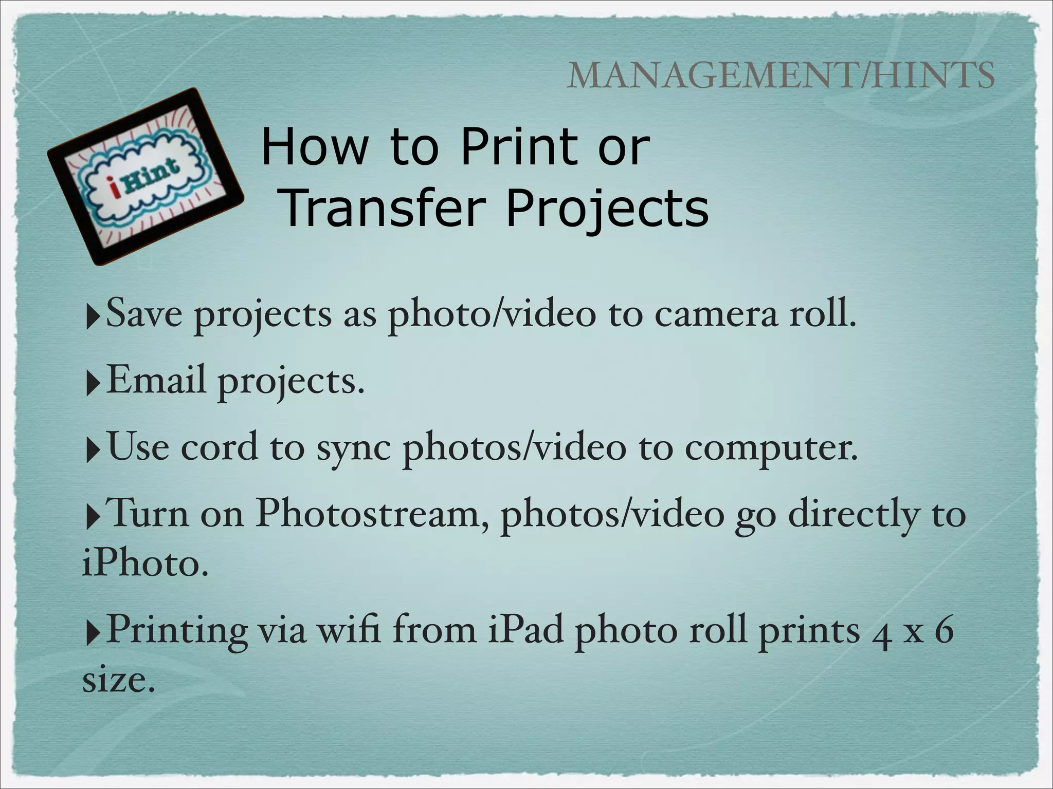 COMIC APPS

Comic Life
‣Photos edited in various
photo editing apps.

‣Sequence story built in
Comic Life

‣Use for steps in
directions, science
experiments

 