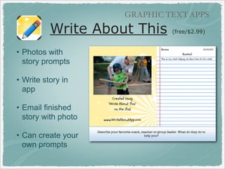 GRAPHIC TEXT APPS

Pic Collage (free)
• Fifth grade Common
Core Exemplar:
Sentences with
correlative conjunctions
• Example - Carrie Fair’s
Fifth Grade

 