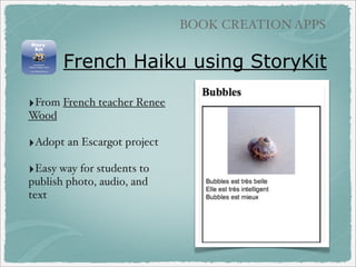 IMAGE NARRATION

Mudcloth Myths
‣Art work and story
created in art class.

‣Photographed artwork
‣Recorded story using
SonicPics app

‣Example: Mudcloth
Myths

 