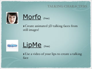 BOOK CREATION APPS

Collin’s Big Cat Series (free)
‣Create stories
using
backgrounds,
objects,
characters, text,
record audio

‣ No option to
save projects
outside of the app

 