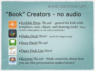 IMAGE NARRATION

Audioboo in iTunes!
‣Click iTunes - will open
ﬁles as a podcast in
iTunes!

‣Can download the ﬁles
for ot...