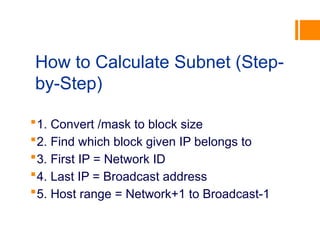 Ip Address Calculation Example Comprehensive Guide to IP Addressing and Subnetting in Networking | PPTX