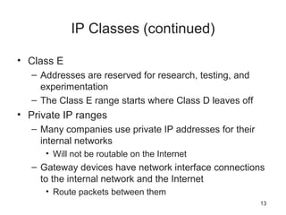 Internal Ip Address Classes Ip address and subnetting | PPT