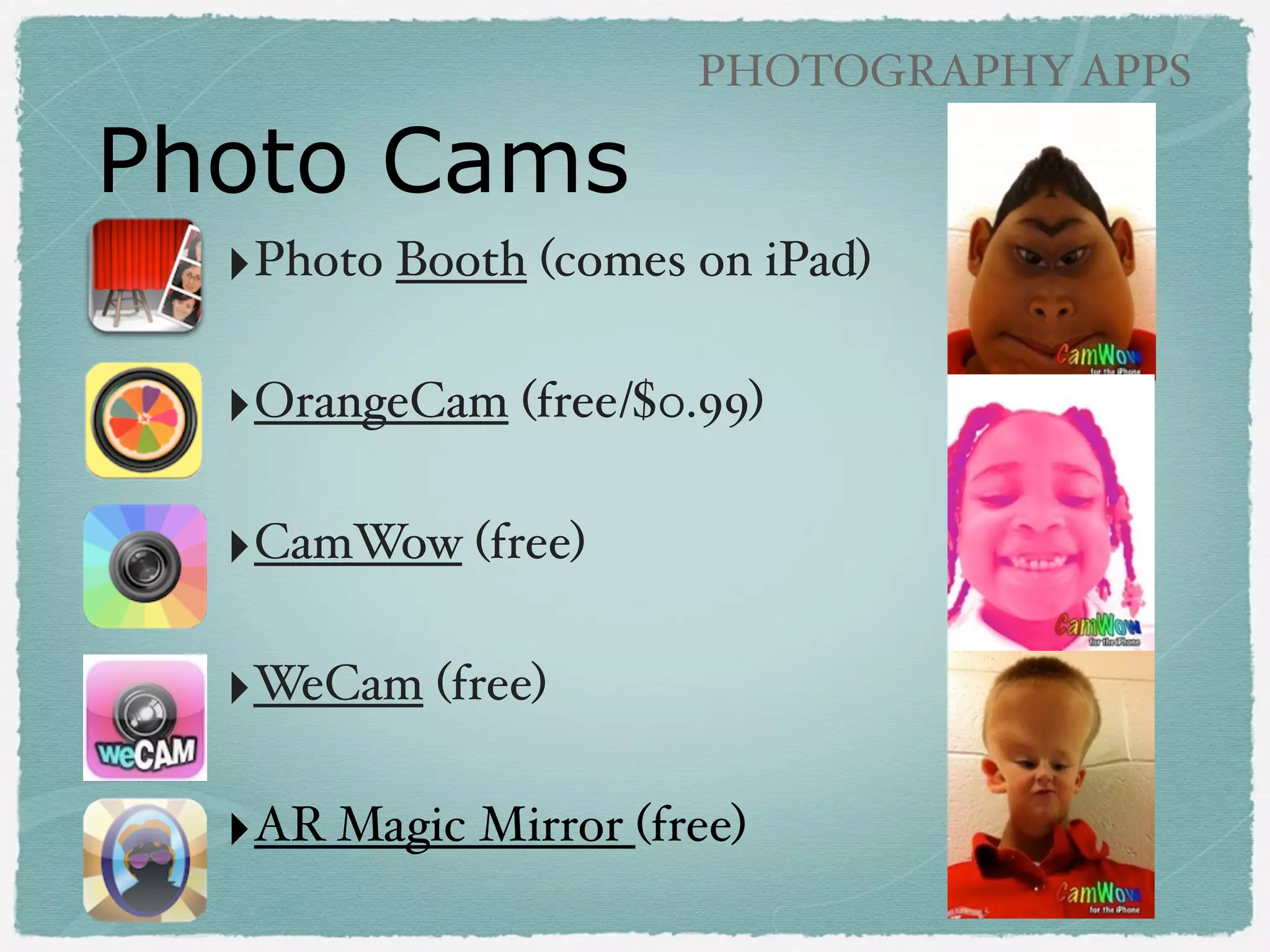 PHOTOGRAPHY APPS

Field Trips
‣Students at the state
capitol building in
Lansing!
!

‣Use the pictures in your
blog, photobooks,
narrated slideshows,
comics!
!

 