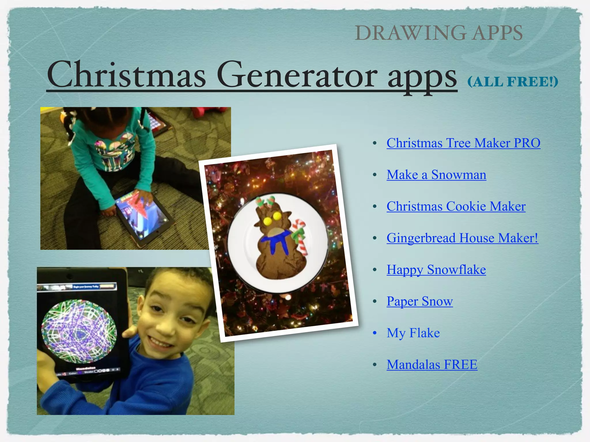 DRAWING APPS

Faces I Make (paid)
Words that
Begin With..!
!

Kindergarteners

 