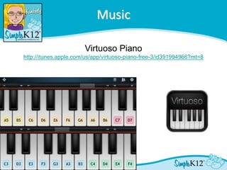 Music

                       Virtuoso Piano
http://itunes.apple.com/us/app/virtuoso-piano-free-3/id391994966?mt=8
 