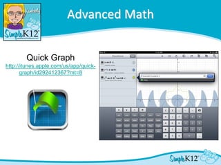 Advanced Math


        Quick Graph
http://itunes.apple.com/us/app/quick-
       graph/id292412367?mt=8
 
