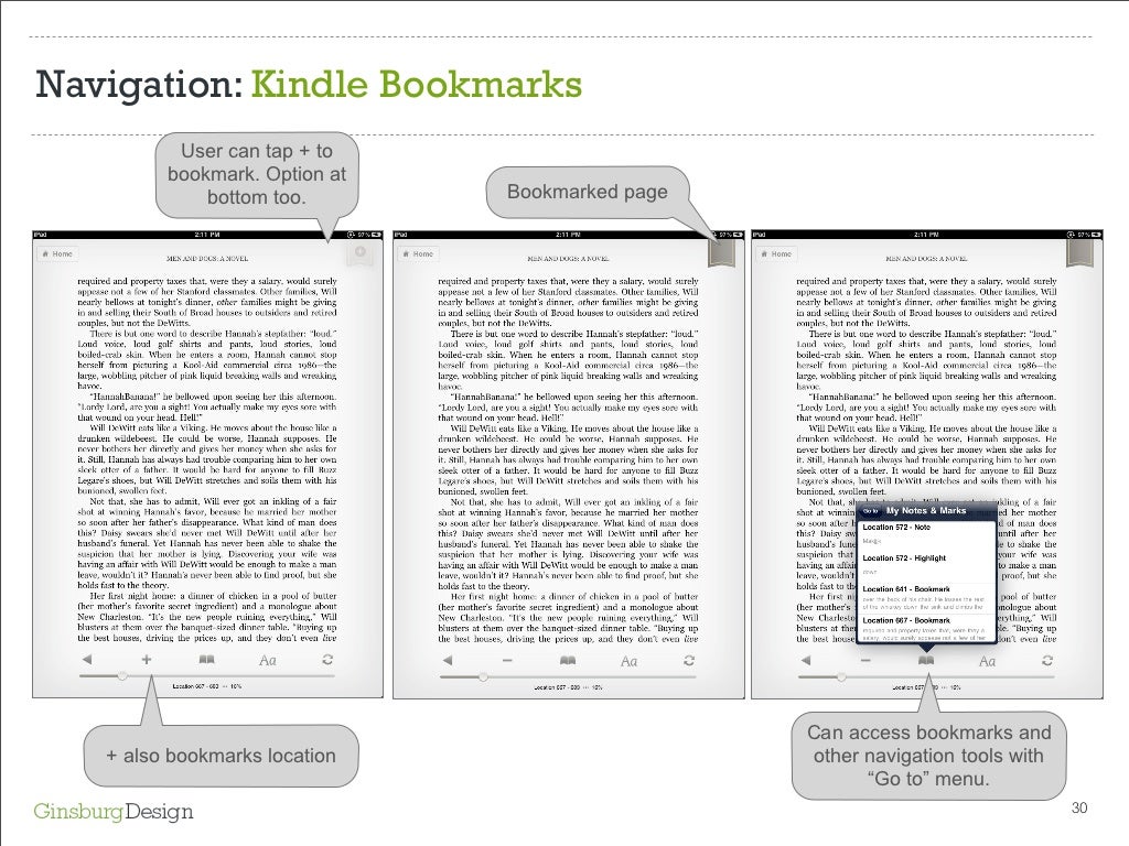 Navigation Kindle Bookmarks User can