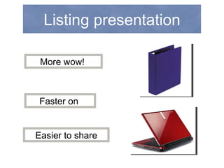 Listing presentation More wow! Faster on Easier to share