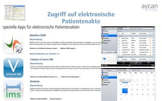 Zugriff auf elektronische
                                Patientenakte
spezielle Apps für elektronische Patientenakten




                                                  20
 