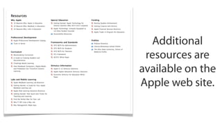 Additional
 resources are
available on the
Apple web site.
 