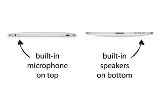 built-in     built-in
microphone    speakers
  on top     on bottom
 
