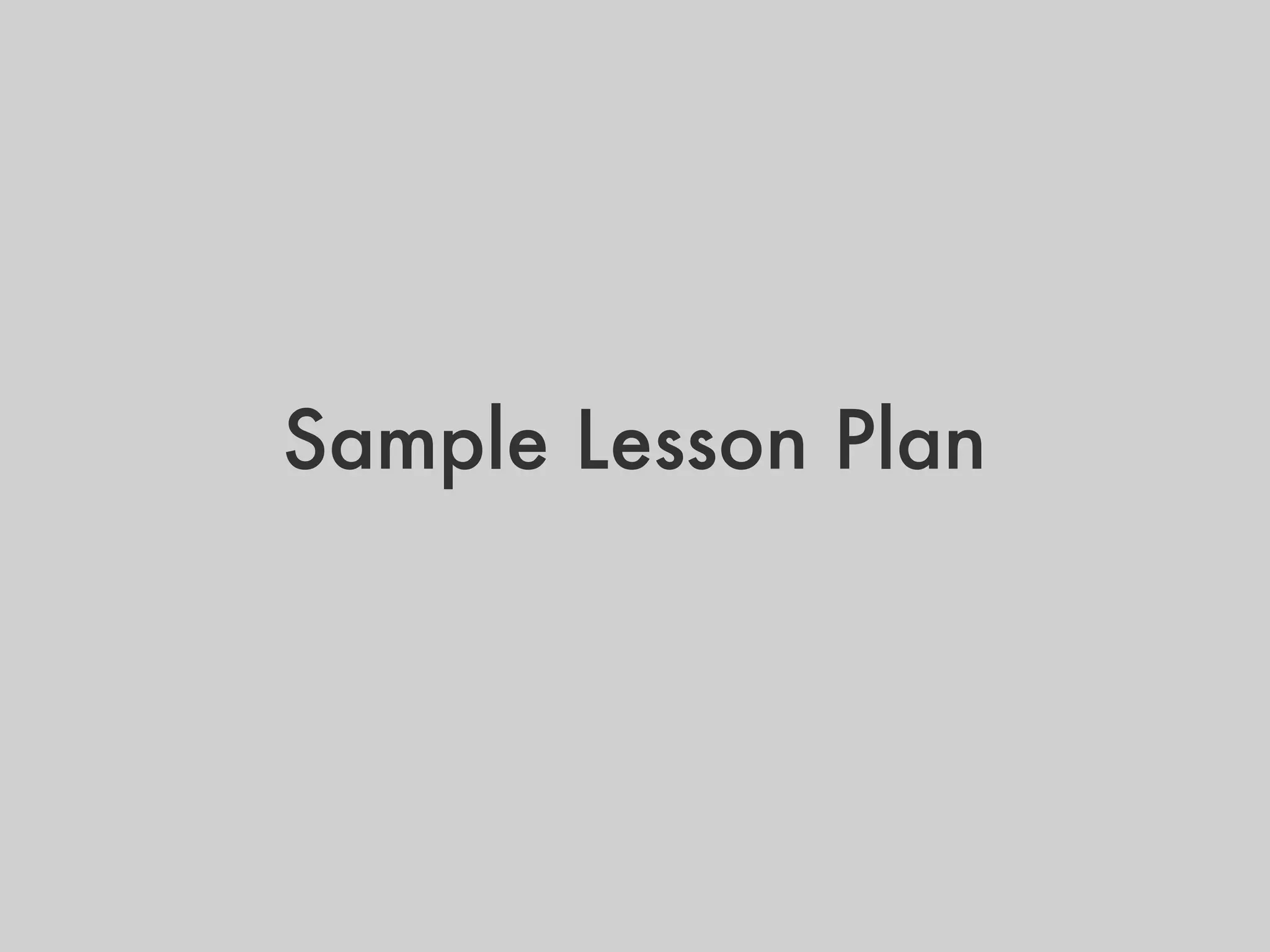 Sample Lesson Plan 
