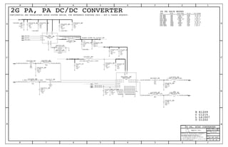 PGND
AGND
EN
IN2
IN1
OUT
LX
REFIN
MODEIN
IN
IN
IN
OUT
IN
IN
IN
IN
OUT
OUT
IN
IN
V2G
VBATT
HB_GSM_RF_OUT
LB_GSM_RF_OUT
HB_GSM_RF_IN
LB_GSM_RF_IN
VMODE0
PA_ON2
PA_ON3
THRM_PAD
THRM_PAD
THRM_PAD
THRM_PAD
THRM_PAD
THRM_PAD
THRM_PAD
THRM_PAD
THRM_PAD
GND
GND
GND
GND
GND
IN
Apple Inc.
THE INFORMATION CONTAINED HEREIN IS THE
PROPRIETARY PROPERTY OF APPLE INC.
124578
B
D
8 7 6 5 4 3
C
B
A
NOTICE OF PROPRIETARY PROPERTY:
PAGE
12
D
A
C
PAGE TITLE
SHEET
IV ALL RIGHTS RESERVED
R
D
SIZEDRAWING NUMBER
REVISION
BRANCH
6 3
THE POSESSOR AGREES TO THE FOLLOWING:
I TO MAINTAIN THIS DOCUMENT IN CONFIDENCE
III NOT TO REVEAL OR PUBLISH IT IN WHOLE OR PART
II NOT TO REPRODUCE OR COPY IT
R1209
C1215
U U1202
L
R
C
LOW BAND
LOW BAND
HIGH BAND
HIGH BAND
LOW BAND
LOW BAND
LOW BAND
LOW BAND
LOW BAND
HIGH BAND
BAND
2G PA GAIN MODES
GSM
GSM
GSM
GSM
GSM
GSM
GSM
EDGE
EDGE
EDGE
EDGE
EDGE
LOW
HIGH
LOW
LOW
HIGH
HIGH
HIGH
LOW
MEDIUM
MEDIUM
ULTRA LOW
ULTRA LOW
HIGH
LOW
HIGH
LOW
HIGH
LOW
LOW
HIGH
HIGH
LOW
HIGH
LOW
PA_R1GAIN MODEMODE PCL RANGE
16 TO 19
7 TO 13
5 TO 6
10 TO 15
7 TO 9
0 TO 6
15 TO 19
10 TO 14
8 TO 9
9 TO 15
2 TO 8
14 TO 15
=======================================================
HIGH BAND
HIGH BAND
L41007
CONFIDENTIAL AND PROPRIETARY APPLE SYSTEM DESIGN. FOR REFERENCE PURPOSES ONLY - NOT A CHANGE REQUEST.
2G PA, PA DC/DC CONVERTER
PLACE CLOSE TO L41001_RF
5%
16V
CERM
01005
12PF
CELL
C41009_RF
+/-0.1PF
16V
NP0-C0G
01005-1
2.4PF
CELL
C41016_RF
01005
CELL
4.7NH-3%-160MA
L41003_RF 240-OHM-25%-0.20A-1.0DCR
01005
CELL
L41007_RF
MAX77100
WLP
CELL
U41001_RF
CELL
6.3V
20%
402
X5R
4.7UF
C41002_RF
25
25
25
5%
01005
6.3V
NP0-C0G
56PF
CELL
C41001_RF
2122232930313334
0.01UF
CELL
01005
10%
6.3V
X5R
C41018_RF
CELL
6.3V
20%
4.7UF
X5R
402
C41019_RF
CELL
0201-MUR
20%
6.3V
X5R
1.0UF
C41020_RF
CELL
2.2UH-20%-1.7A-200MOHM
TFA201610G-SM
L41001_RF
CELL
0.01UF
X5R
01005
6.3V
10%
C41021_RF
29 30 31 33 34
+/-0.5PF
NP0-C0G
16V
6PF
01005
CELL
C41011_RF
CELL
0201
2.2NH+/-0.1NH-0.6A
L41008_RF
NOSTUFF
SHORT-10L-0.25MM-SM
XW41002_RF
SHORT-10L-0.25MM-SM
NOSTUFF
XW41003_RF
0201-MUR
X5R
6.3V
1.0UF
20%
CELL
C41022_RF
CELL
0201
1.5PF
+/-0.1PF
25V
C0G-CERM
C41012_RF
4.7NH-3%-0.35A
0201
CELL
L41006_RF
01005
0.8NH+/-0.1NH-0.32A-0.6OHM
CELL
L41005_RF
COG-CERM
25V
+/-0.05PF
0.5PF
0201
CELL
C41010_RF
1.5NH+/-0.1NH-600MA
0201
CELL
L41004_RF
01005
X5R-CERM
6.3V
1000PF
10%
CELL
C41015_RF
01005
CELL
16V
100PF
5%
NP0-C0G
C41007_RF
CELL
16V
5%
NP0-C0G
100PF
01005
C41008_RF
25
25
2529303334
402
CELL
X5R-CERM1
6.3V
20%
4.7UF
C41005_RF
01005
X5R
20%
0.1UF
4V
CELL
C41006_RF
2122232930313334
NP0-C0G
5%
56PF
16V
CELL
01005
C41003_RF
10%
01005
CELL
6.3V
X5R
0.01UF
C41004_RF
32
MF
1/20W
5%
201
0
CELL
R41002_RF
32
26
26
LGA
CELL
SKY77352
U41002_RF
2930313334
5%
CELL
16V
33PF
01005
NP0-C0G
C41017_RF
2G PA, DCDC CONVERTER
PP_PA
PP_BATT_VCC_CONN
50_TX_G_HB_ASM50_TX_G_HB_PAMCH
50_XCVR_2G_PA_LB_TX 50_TX_G_LB_MCH
DCDC_PGND
50_TX_G_HB_PAOUT
DCDC_MODE
DCDC_ADJ
DCDC_OUT
DCDC_PGND
PP_PA
DCDC_PGND
50_TX_G_HB_MCH50_XCVR_2G_PA_HB_TX
DCDC_EN
DCDC_PGND
PP_BATT_VCC_CONN
GSM_PA_HB_EN
PA_R0
50_TX_G_LB_PAIN
GSM_PA_LB_EN
50_TX_G_LB_PAOUT 50_TX_G_LB_PAMCH 50_TX_G_LB_ASM
50_TX_G_HB_PAIN
PP_BATT_VCC_FB
051-9374
13.0.0
41 OF 102
31 OF 46
1 2
2
1
21
21
A3
A1
B1
C2
B2
C3
B3
A2
C1
2
1
2
1
2
1
2
1
2
1
1 2
2
1
2
1
21
21
21
2
1
2
1
21
21
2
1
21
2
1
2
1
2
1
2
1
2
1
2
1
2
1
1 2
14
7
11
8
1
3
6
4
5
23
22
21
20
19
18
17
16
15
13
12
10
9
2
1 2
31
31
31
31
 