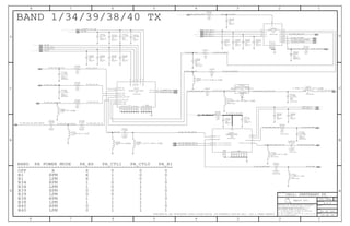 OUT
IN
IN
IN
IN
IN
IN
IN
IN
OUT
BI
IN
IN
IN
IN
IN
OUT
OUT
IN
IN
VC1
VC2
DCSRXIN
BAND1ANT
BAND1_TX
GND
VDD
THRM
BAND34_39_RXIN
BAND1_34_39_DCSRXOUT1
BAND1_34_39_DCSRXOUT0
PAD
BI
BI
BI
OUT
IN
IN
IN
IN
IN
IN VC2
DGND
RF1
GND2
GND1
VC3
VC4
RF7
RF6
RF5
RF2
RF3
VDD
RF4
VC1
IN/OUT
GND
OUT/IN
RFIN_B1
GND THRM
CPL_IN
CPL_OUT
RFOUT_B1
RFIN_B34
RFIN_B39
RFOUT_B34/B39
RFIN_B38/B40
RFOUT_B38
RFOUT_B40
VBATT
VBS_2
VCC
VBS_1
VBS_0
VMODE
PAD
IN
Apple Inc.
THE INFORMATION CONTAINED HEREIN IS THE
PROPRIETARY PROPERTY OF APPLE INC.
124578
B
D
8 7 6 5 4 3
C
B
A
NOTICE OF PROPRIETARY PROPERTY:
PAGE
12
D
A
C
PAGE TITLE
SHEET
IV ALL RIGHTS RESERVED
R
D
SIZEDRAWING NUMBER
REVISION
BRANCH
6 3
THE POSESSOR AGREES TO THE FOLLOWING:
I TO MAINTAIN THIS DOCUMENT IN CONFIDENCE
III NOT TO REVEAL OR PUBLISH IT IN WHOLE OR PART
II NOT TO REPRODUCE OR COPY IT
CONFIDENTIAL AND PROPRIETARY APPLE SYSTEM DESIGN. FOR REFERENCE PURPOSE ONLY - NOT A CHANGE REQUEST
BAND 1/34/39/38/40 TX
B34 HPM 1 0 1 0
B34 LPM 1 0 1 1
B40 LPM 0 1 1 1
B39 HPM 0 0 1 0
B40 HPM 0 1 1 0
B38 LPM 1 1 1 1
B38 HPM 1 1 1 0
B39 LPM 0 0 1 1
B1 LPM X 1 0 1
B1 HPM X 1 0 0
OFF X X 0 0 0
=======================================================
BAND PA POWER MODE PA_BS PA_CTL1 PA_CTL0 PA_R1
34
2425343536373854
3435363738
6.3V
20%
0201-1
X5R
1.0UF
C4002
0.1UF
01005
6.3V
X5R-CERM
20%
C4001
36
28343536
2832
32
39
39
39
39
142532333940
32
0.1UF
01005
20%
6.3V
X5R-CERM
C4074
NOSTUFF
01005
+/-0.1PF
1.2PF
NP0-C0G
16V
C4038
32
28
2834353637
31
31
01005
16V
56PF
5%
NP0-C0G
C4034
56PF
5%
16V
NP0-C0G
01005
C4033
28 33
28 33
CRITICAL
LGA
LMSWFKJM
U4027
NP0-C0G
01005
16V
56PF
5%
C4053
5%
01005
NP0-C0G
16V
56PF
C4052
56PF
5%
16V
01005
NP0-C0G
C4042
56PF
5%
01005
NP0-C0G
16V
C4041
100PF
5%
16V
01005
NP0-C0G
C4054
NP0-C0G
100PF
01005
5%
16V
C4043
1/32W
0.00
MF
0%
01005
R4065
5%
NP0-C0G
01005
56PF
16V
C4073
NOSTUFF
01005
NP0-C0G
+/-0.05PF
0.5PF
16V
C4055
NOSTUFF
NP0-C0G
25V
56PF
5%
201
C4060
CRITICAL
01005
0%
MF
1/32W
0.00
L4070
31
31
31
31
35
0.00
01005
0%
1/32W
MF
L4012
NOSTUFF
16V
56PF
NP0-C0G
01005
5%
C4023
01005
NP0-C0G
16V
5%
56PF
C4072
0%
01005
1/32W
MF
0.00
R4064
NP0-C0G
56PF
01005
16V
5%
C4012
142532333940
5%
56PF
NP0-C0G
16V
01005
C4008
24283940
283940
NP0-C0G
01005
5%
16V
56PF
C4075
16V
5%
NP0-C0G
56PF
01005
C4076
2833
2833
0.00
01005
0%
MF
1/32W
L4029
01005
1/32W
MF
0.00
0%
L4030
01005
0.00
MF
1/32W
0%
L4044
0
MF
201
5%
1/20W
C4058
0
5%
201
1/20W
MF
C4048
MF
0
1/20W
5%
201
C4049
CRITICAL
7.5NH-0.30A
0201
L4097
CRITICAL
2.9NH+/-0.1NH-0.5A-0.2OHM
0201
L4083
CRITICAL
0.6PF
CERM
25V
+/-0.05PF
0201
C4063
CRITICAL
0201
8.2NH+/-3%-0.25A-0.7OHM
C4071
CRITICAL
BGA
SKY13477
U4000
CRITICAL
LGA
DEA162025LT-5046B1SJ
1880-2025MHZ
FL4012
0201
25V
+/-0.05PF
C0G-CERM
3.0PF
C4047
10NH-3%-250MA
0201
C4064
15NH+/-3%-0.25A-0.7OHM
0201
C4046
CRITICAL
0201
100PF
NP0-CERM
25V
5%
L4072
0201
12NH+/-3%-0.25A-0.7OHM
C4061
18NH-3%-140MA
01005
C4040
01005
5%
16V
NP0-C0G
100PF
L4020
7.5NH-3%-0.140A
01005
C4037
+/-0.1PF
NP0-C0G
01005
16V
4.0PF
L4045
CRITICAL
0201
5.6NH-3%-0.35A
C4056
CRITICAL
LLP
ACPM-7900-AP1
U4025
CRITICAL
4.0PF
0201
COG-CERM
25V
+/-0.1PF
L4071
NOSTUFF
NP0-C0G
1.2PF
01005
16V
+/-0.1PF
C4039
32
CELL: PENTABAND PA
50_3P4T_PRX_OUT
50_B40_PA_MATCH
50_B38_PA_MATCH
PP_PA
50_B38_B40_PA_IN
50_B1_PA_OUT
50_RX_MOD_B34_B39_IN 50_B34_B39_RX_ASM
3P4T_SEL_0
3P4T_SEL_1
50_B1_RX_MOD_ANT
50_B1_PA_OUT_MATCH
50_RX_MOD_DCS_IN
PP_LDO14_RX_MOD
50_B7_RX_SP3T_IN
50_B34_B39_PA_FILT_IN 50_B34_B39_PA_FILT_OUT
PP_LDO14_3P4T
50_B40_PA_OUT
50_B38_PA_OUT
50_B34_B39_PA_OUT
50_B39_PA_IN
50_B34_PA_IN
50_B1_PA_IN
50_MBPA_CPL_IN
50_B34_TX_SAW_OUT
3P4T_SEL_1
3P4T_SEL_0
ANT_SEL_0
ANT_SEL_1
PP_LDO14_2V65
50_B7_DUPLX_RX
50_B38_FILTER
50_B40_FILTER
50_FULL_B40_FILTER
100_RX_MODULE_OUT_N
100_RX_MODULE_OUT_P
PA_R1
PA_MB_CTL1
50_B1_TX_SAW_OUT
50_B39_TX_SAW_OUT
PP_LDO14_2V65
50_B1_ANT
50_B34_B39_TX_ASM
50_DCS_RX_ASM
50_B38_B40_TX_SPDT_MATCH
PA_MB_CTL0
PA_BS
=PPBATT_VCC_BB
50_B2_B3_CPL_IN
50_B38_B40_TX_MATCH
051-0886
A.0.0
40 OF 121
33 OF 54
2
1
2
1
2
1
2
1
2
1
2
1
8
7
1
17
15
13
9
10
3
2
6
5
4
14
16
19
20
18
12
11
2
1
2
1
2
1
2
1
2
1
2
1
1 2
2
1
2
1
2
1
1 2
1 2
2
1
2
1
1 2
2
1
2
1
2
1
2
1
1 2
1 2
1 2
1 2
1 2
1 2
1
2
1 2
2
1
1
2
C1
B2
C5
B3
B4
A2
C2
A3
A5
A4
C4
C3
A1
B5
B1
1
2
4
3
1 2
1
2
1
2
1 2
1
2
1
2
1 2
1
2
1 2
1
2
2
9
1
14
13
16
18
20
23
22
25
27
28
29
30
31
32
12
24
21
5
4
19
6
17
15
26
8
10
7
3
11
1 2
2
1
 