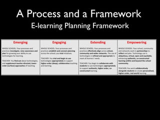 A Process and a Framework
  E-learning Planning Framework
 