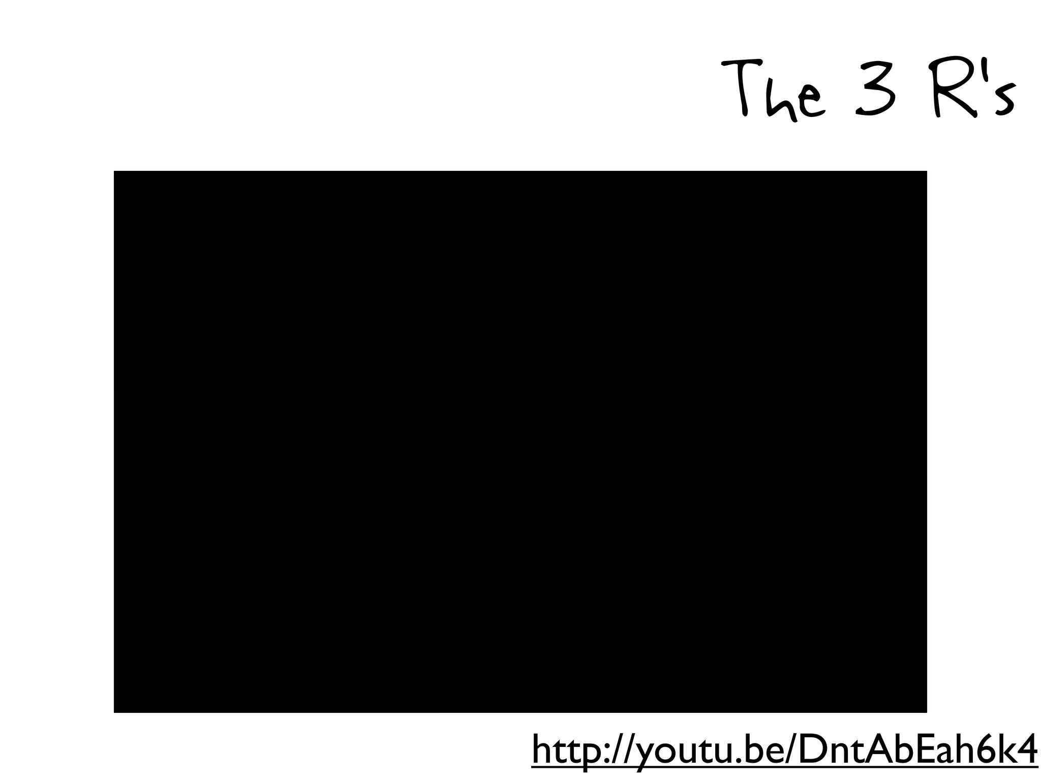 The 3 R’s




http://youtu.be/DntAbEah6k4
 