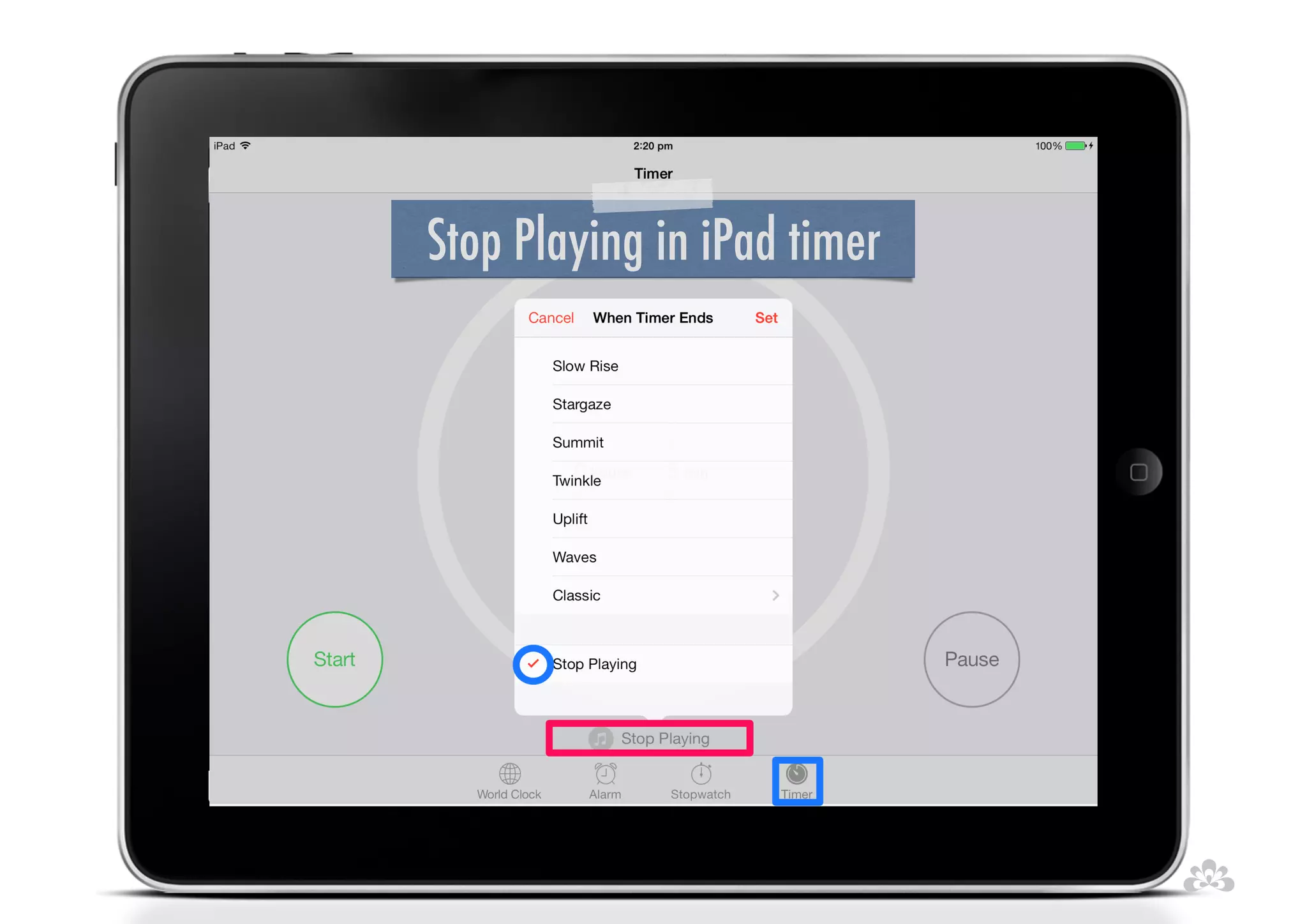 Stop Playing in iPad timer 
 