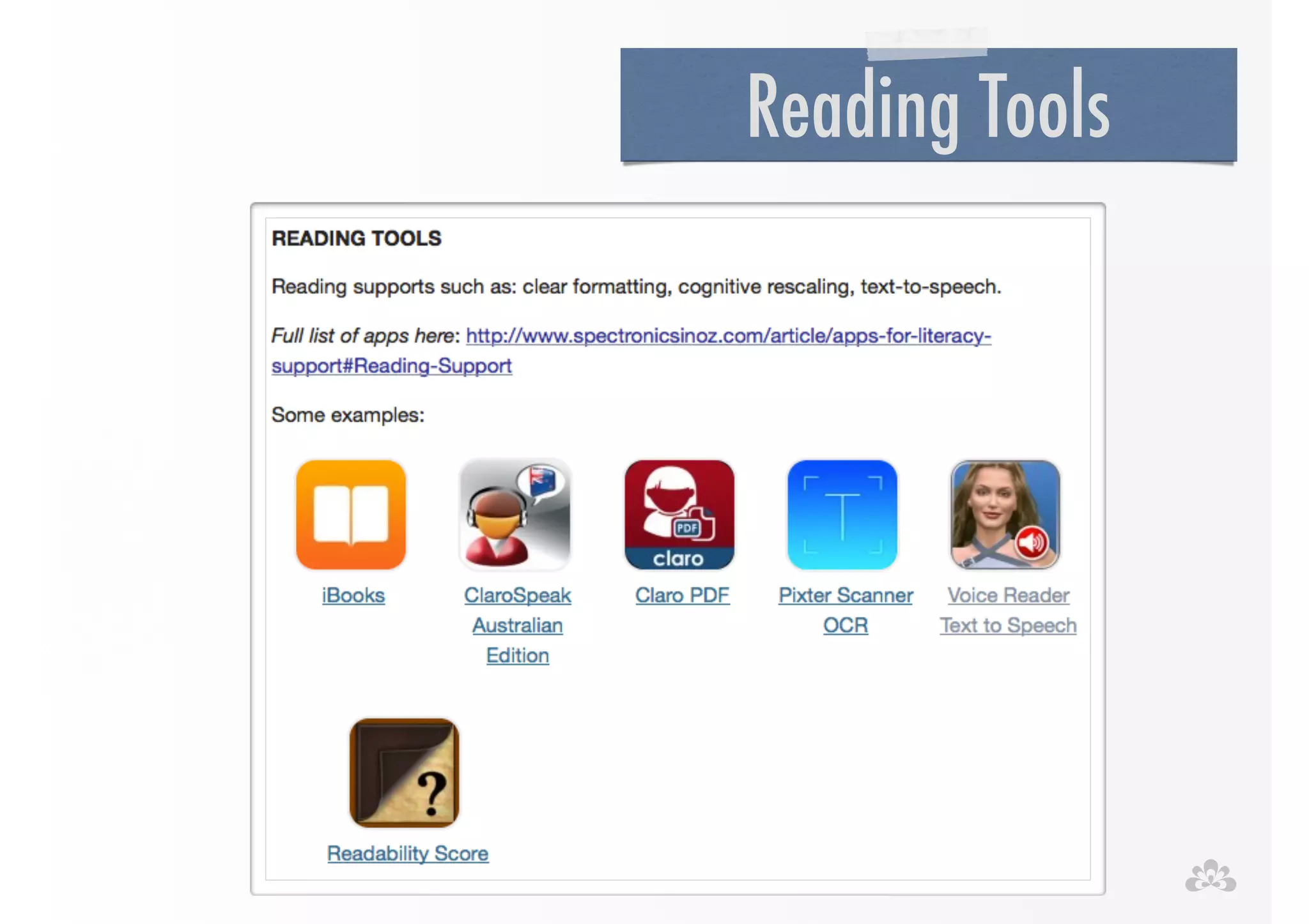Reading Tools 
 