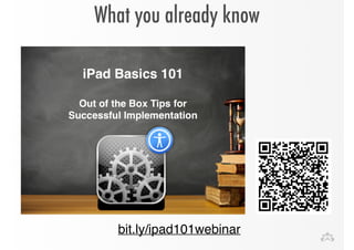 What you already know 
bit.ly/ipad101webinar 
 