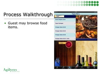 • Guest may browse food
items.
Process WalkthroughProcess Walkthrough
 