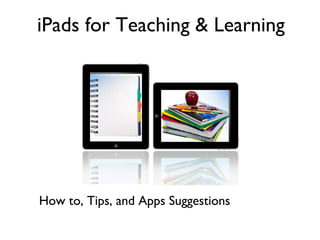 iPads for Teaching & Learning

How to, Tips, and Apps Suggestions

 