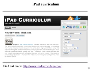 iPad curriculum




Find out more: http://www.ipadcurriculum.com/
                                                86
 