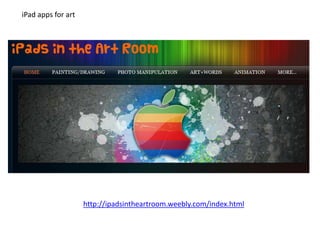 iPad apps for art




                    http://ipadsintheartroom.weebly.com/index.html
 