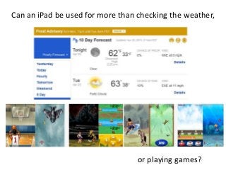 or playing games?
Can an iPad be used for more than checking the weather,
 