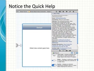 Notice the Quick Help
 