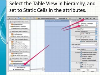 Select the Table View in hierarchy, and
set to Static Cells in the attributes.
 