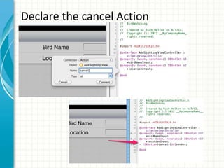 Declare the cancel Action
 