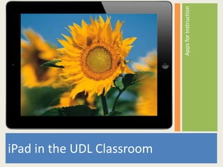 Apps for Instruction
iPad in the UDL Classroom
 