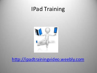 IPad Training




http://ipadtrainingvideo.weebly.com
 