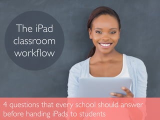 4 questions that every school should answer
before handing iPads to students
The iPad
classroom
workﬂow
 