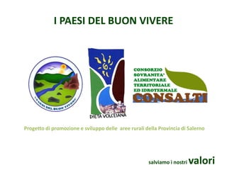 I PAESI DEL BUON VIVERE Progetto di promozione e sviluppo delle  aree rurali della Provincia di Salerno salviamo i nostri valori 