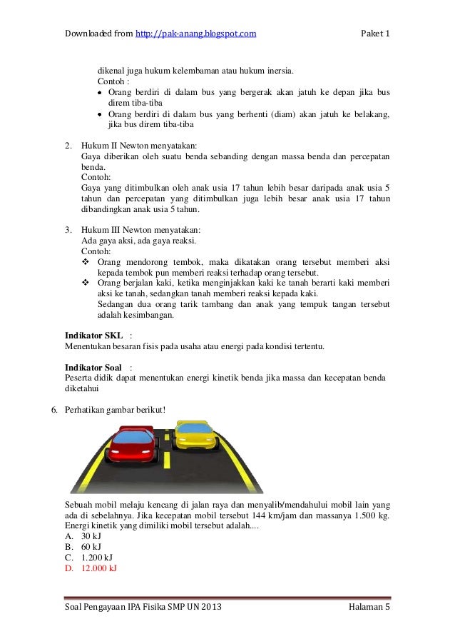Ipa fisika smp un 2013 (paket 1)