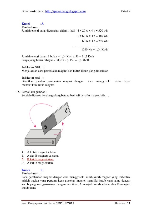 Ipa fisika smp un 2013 (paket 2)