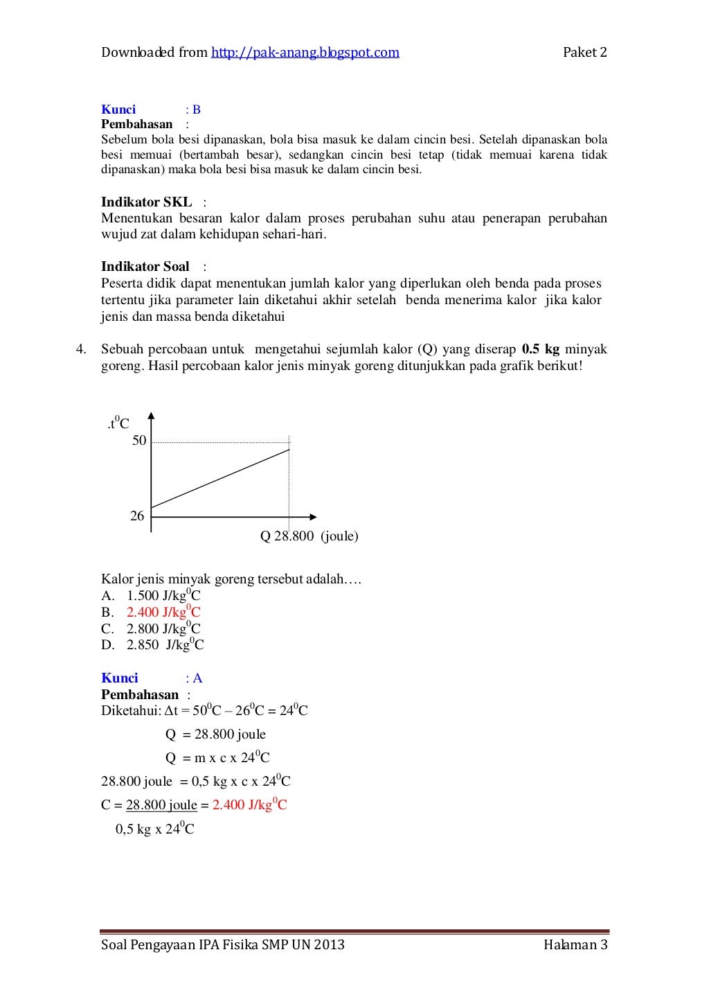 Ipa fisika smp un 2013 (paket 2)