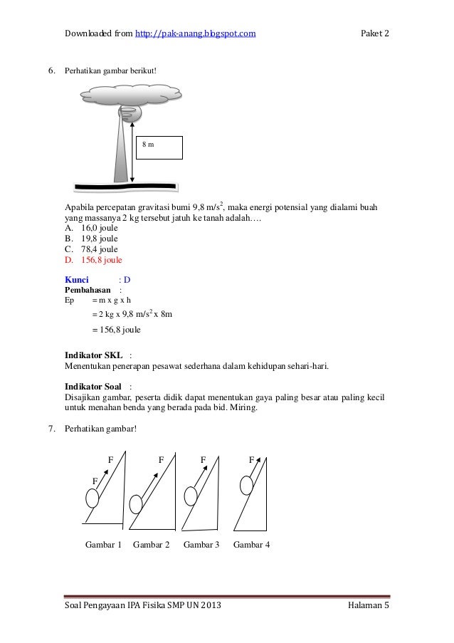 Ipa fisika smp un 2013 (paket 2)