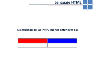 				Lenguaje HTMLEl resultado de las instrucciones anteriores es: